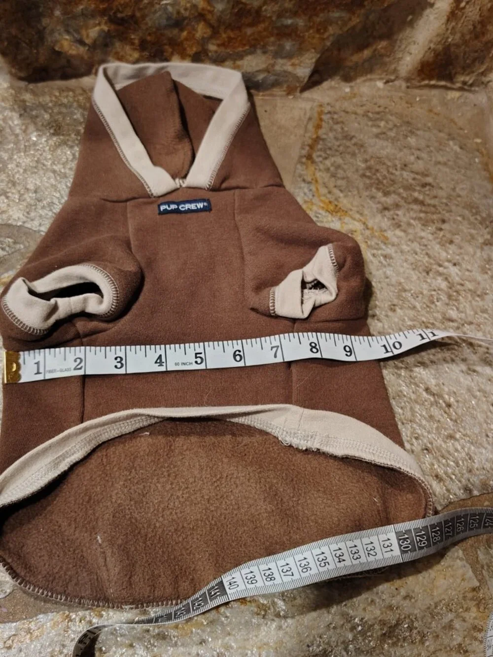 Pup Crew Dog Cat Pet Chocolate Brown Hoodie Size Medium Bone